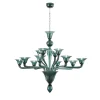 Lampadario Anastasia a 12 Luci in Vetro Soffiato Verde Petrolio