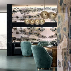 Lampadario Andromeda in Vetro Soffiato Bronzo