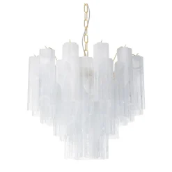 Lampadario Annalisa Alabastro in vetro bianco