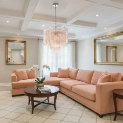 Lampadario Annalisa Rosa in vetro rosa