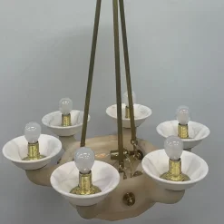 Lampadario anni '30 in alabastro di Volterra