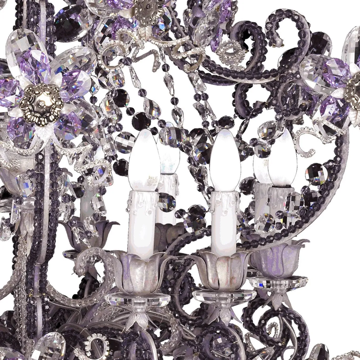 Lampadario Anniversary a 13 luci nero e viola