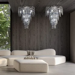 Lampadario a soffitto Stardust Rain in vetro
