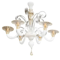 Lampadario Astro bianco e oro