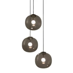 Lampadario a tre luci cluster in vetro grigio scuro Jasmine