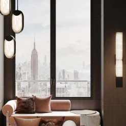 Lampadario a Tre Luci Eclisse in Onice di Sheree Stuart Design