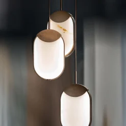Lampadario a Tre Luci Eclisse in Onice di Sheree Stuart Design
