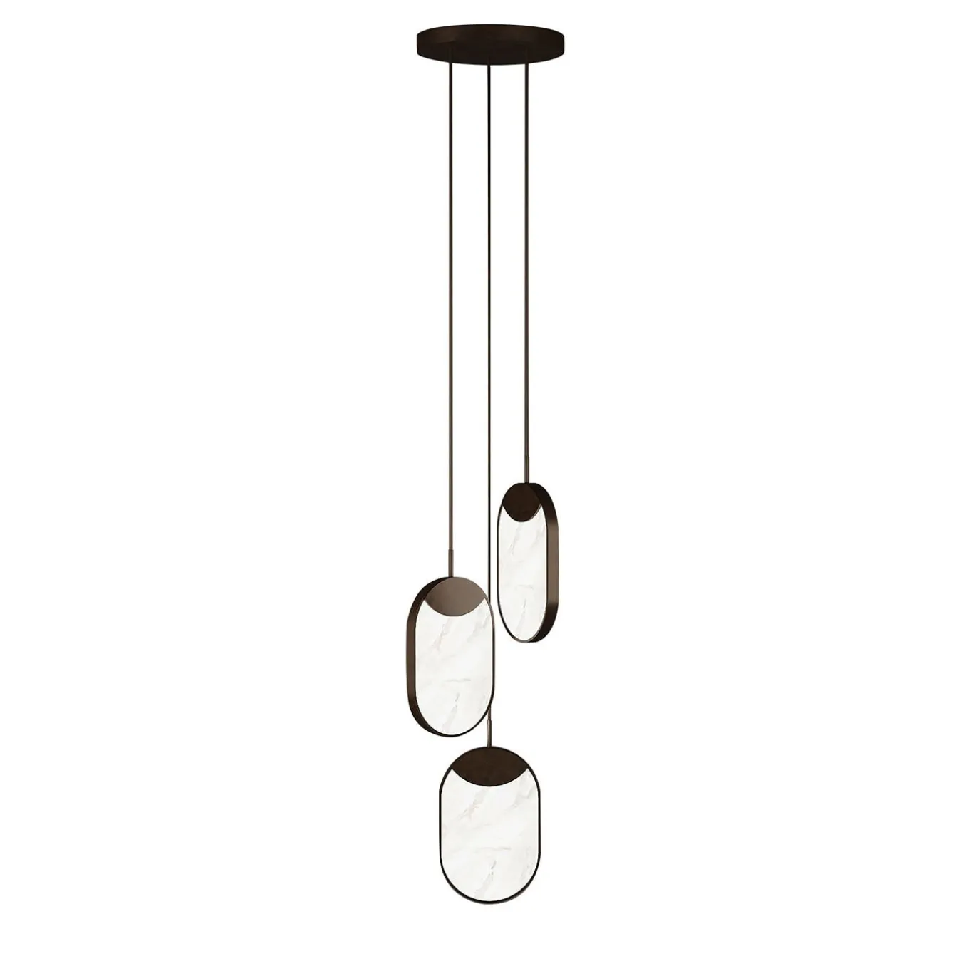 Lampadario a Tre Luci Eclisse in Onice di Sheree Stuart Design