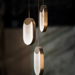 Lampadario a Tre Luci Eclisse in Onice di Sheree Stuart Design