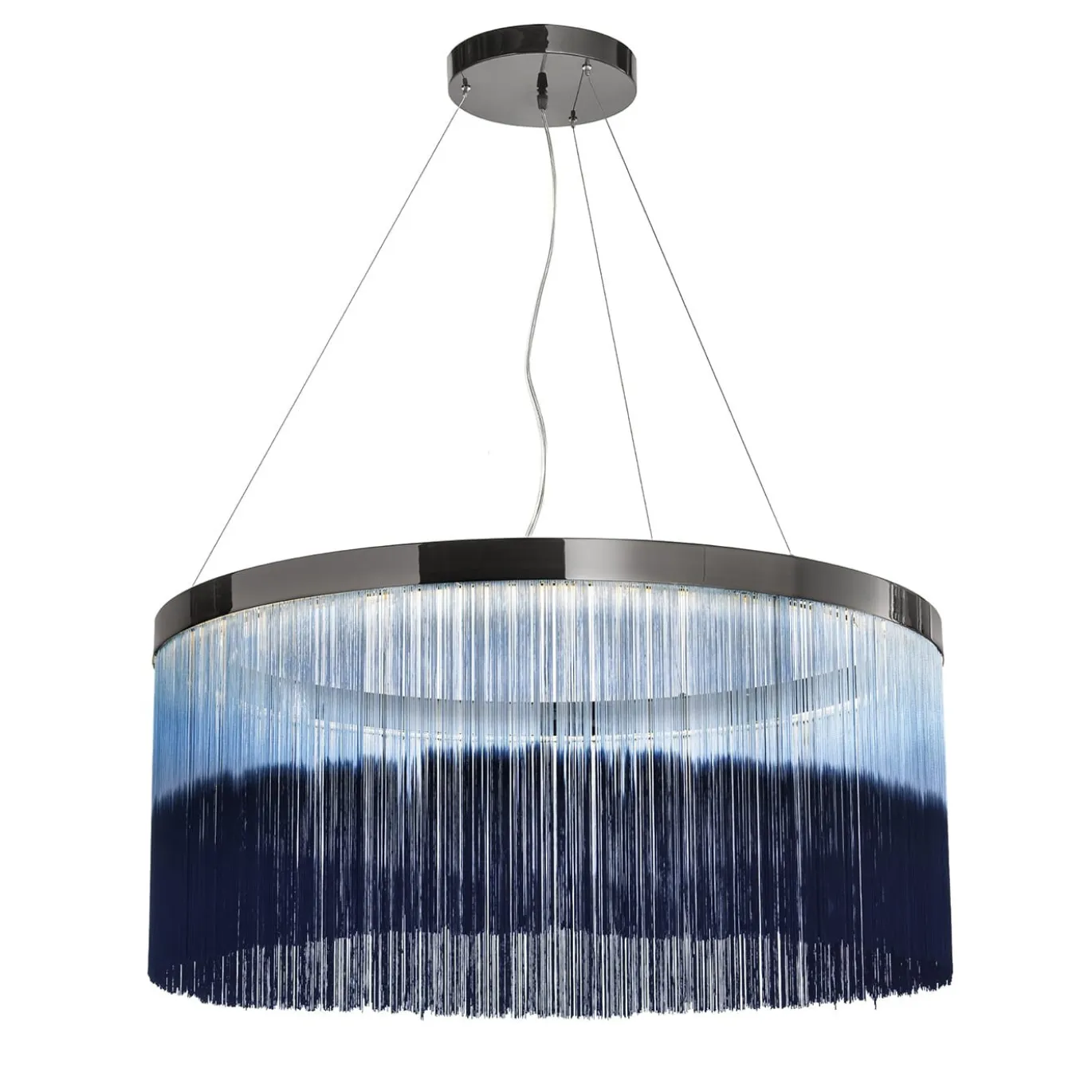 Lampadario blu a frange grandi