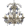 Lampadario blu in ferro battuto 106