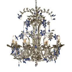 Lampadario blu in ferro battuto 106