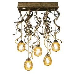 Lampadario Braid R 5 luci fitomorfo bronzato