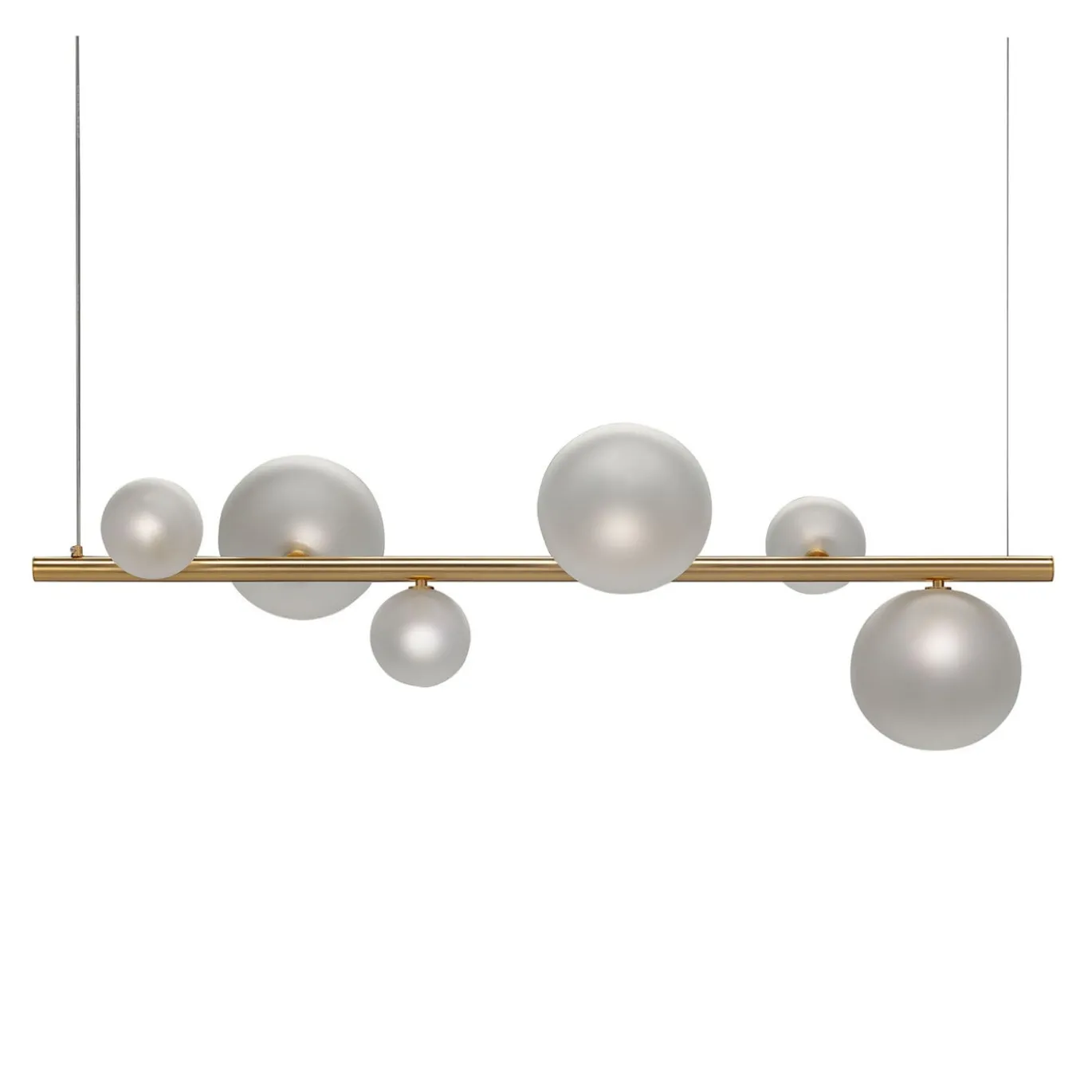 Lampadario Bubbles S6 in vetro borosilicato satinato