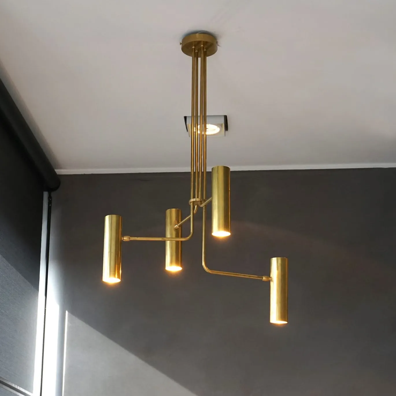 Lampadario Bukè S4 a 4 Luci in Ottone con Finitura Dorata