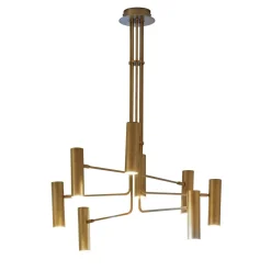 Lampadario Bukè S8 a 6 Luci in Ottone con Finitura Dorata