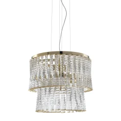 Lampadario Cabaret CAB01 a 8 luci in oro placcato e vetro chiaro