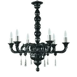 Lampadario Capodimonte a 6 luci nero