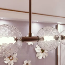 Lampadario Caravaggio a 8 luci in vetro di Murano color cristallo trasparente