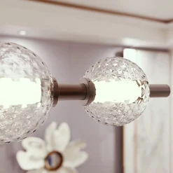 Lampadario Caravaggio a 8 luci in vetro di Murano color cristallo trasparente