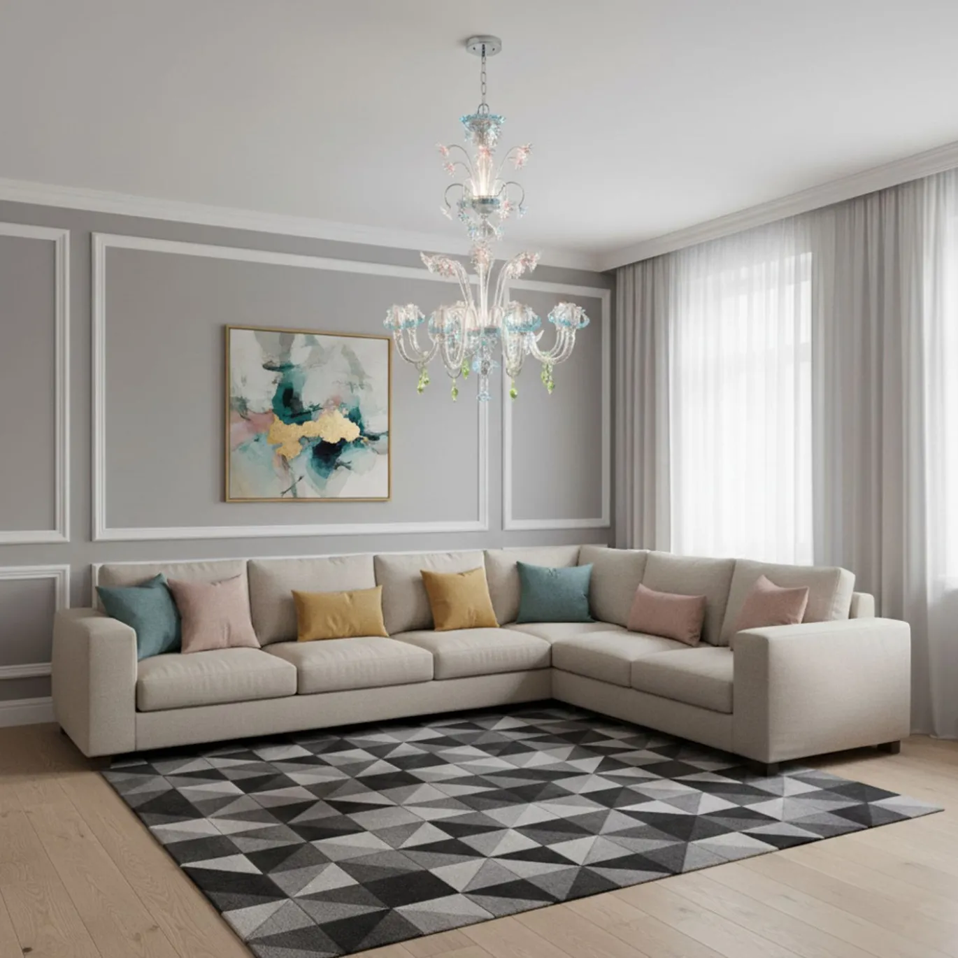 Lampadario Celeste Barocco Floreale