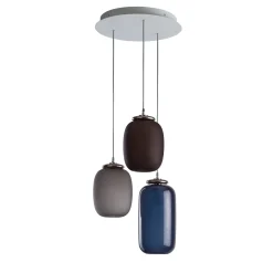 Lampadario Chelsea a 3 luci blu e grigio