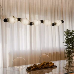 Lampadario Chronos in Alabastro Bianco