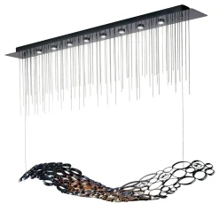 Lampadario Chrysalis con catene in nichel e finitura Black Aubergine