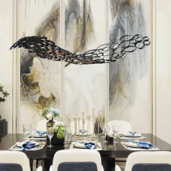 Lampadario Chrysalis con catene in nichel e finitura Black Aubergine