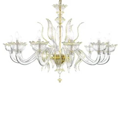 Lampadario classico a 12 luci in vetro di Murano