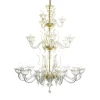 Lampadario classico a 21 luci in vetro di Murano