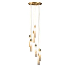 Lampadario con sette tubi in alabastro