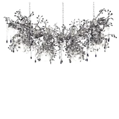 Lampadario contemporaneo 319 a 10 luci in argento fitomorfo
