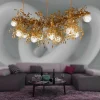 Lampadario contemporaneo 319 a 10 luci in oro fitomorfo