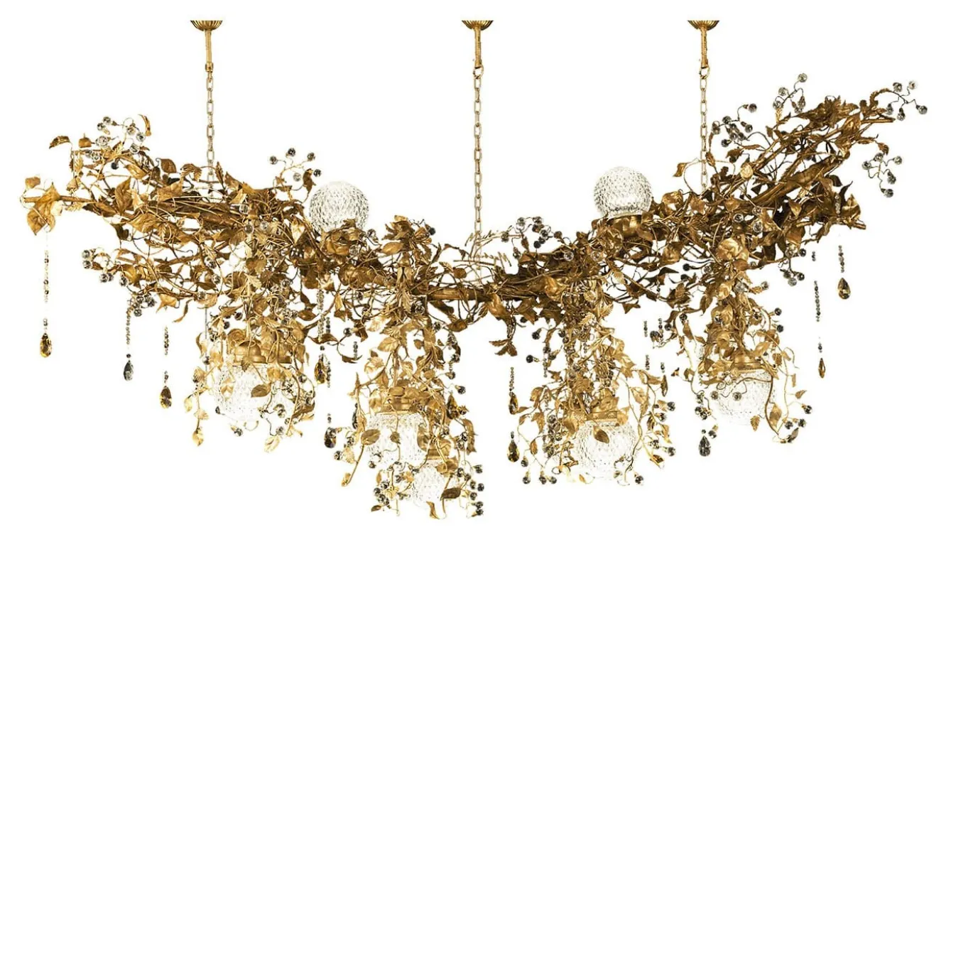 Lampadario contemporaneo 319 a 10 luci in oro fitomorfo