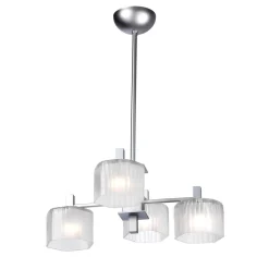 Lampadario contemporaneo in argento opalino