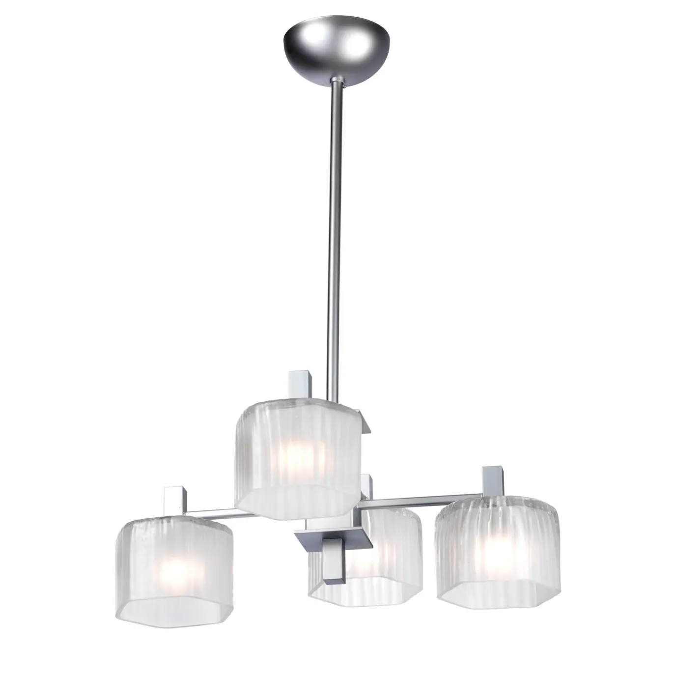 Lampadario contemporaneo in argento opalino