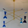 Lampadario Contrappeso, 4 tonalità di blu "Quadriennale