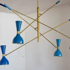 Lampadario Contrappeso, 4 tonalità di blu "Quadriennale