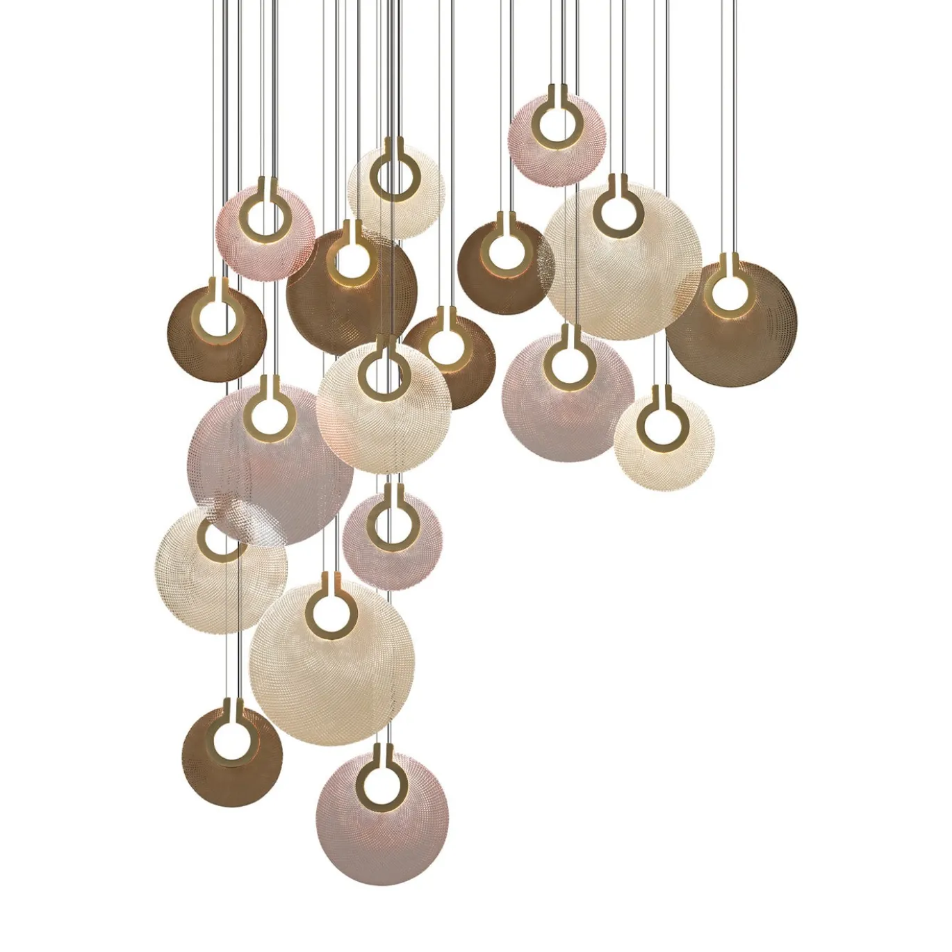 Lampadario Corallo Project S18 rotondo medio in vetro