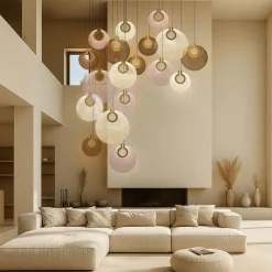 Lampadario Corallo Project S18 rotondo medio in vetro
