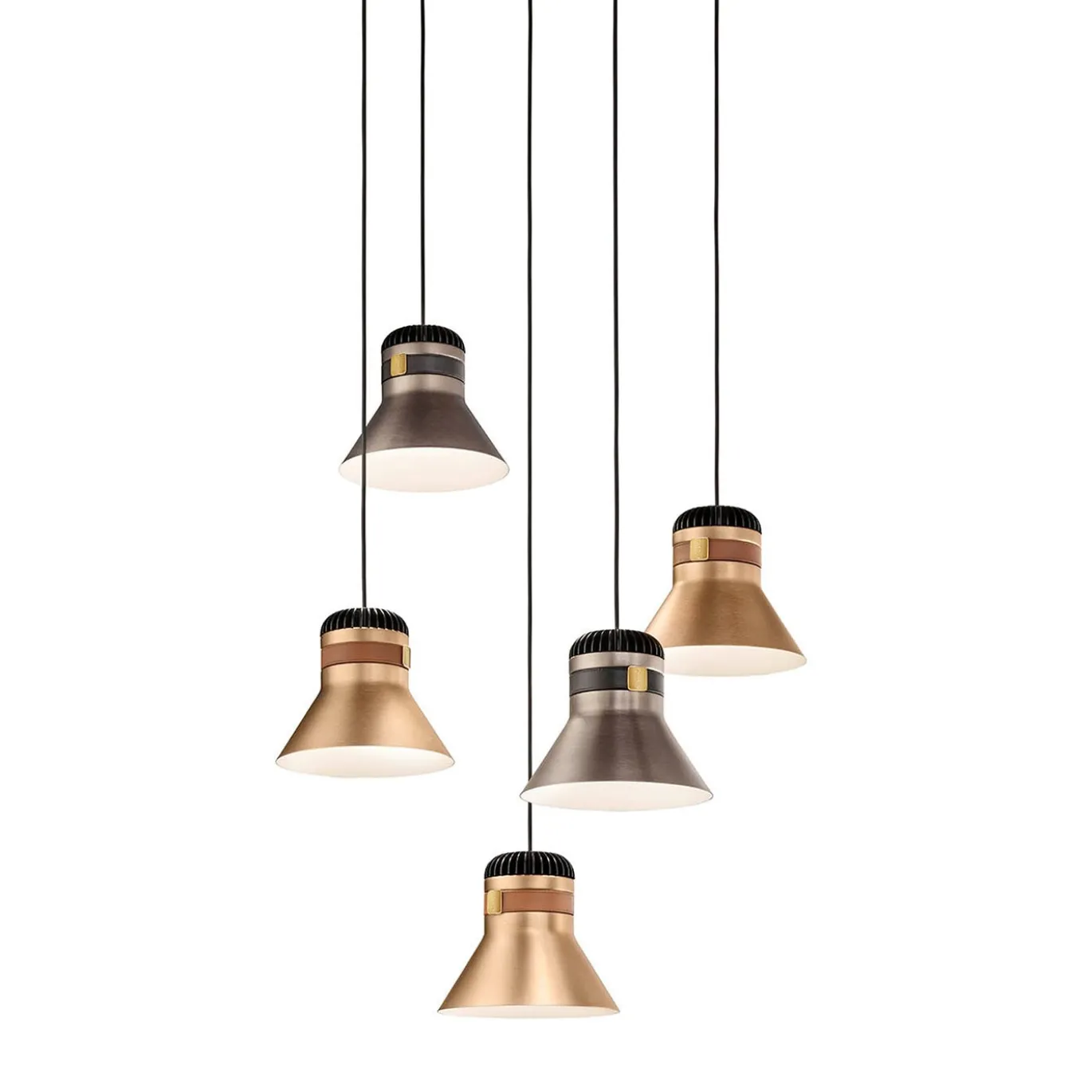 Lampadario Cordea S P in metallo galvanizzato satinato a 5 luci