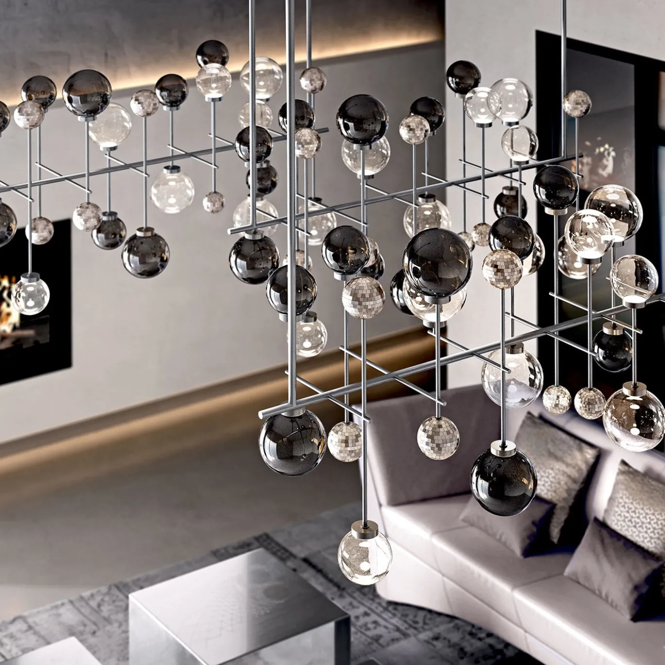 Lampadario cromato Fluxus