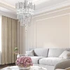Lampadario Crystalline in cristallo trasparente con struttura argentata