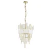 Lampadario Crystalline Piccolo in Cristallo Bianco con struttura dorata