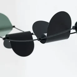 Lampadario Curvo Ali di Luce Nero e Verde