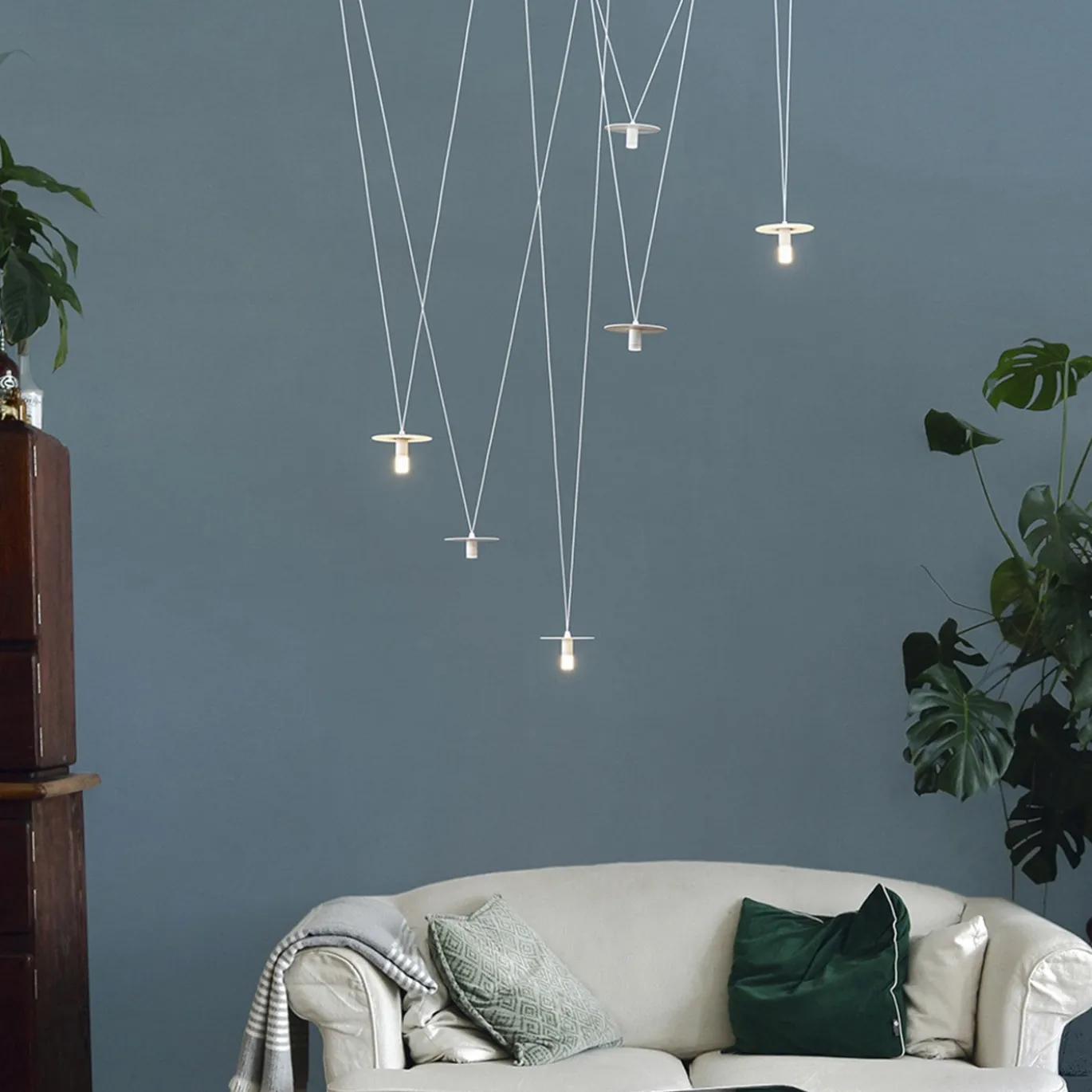 Lampadario D02 a 6 Luci in Bianco