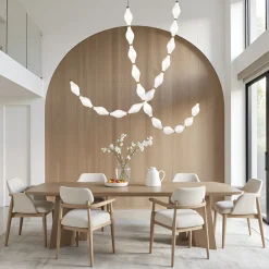 Lampadario Dewy S11+S11 in vetro borosilicato bianco