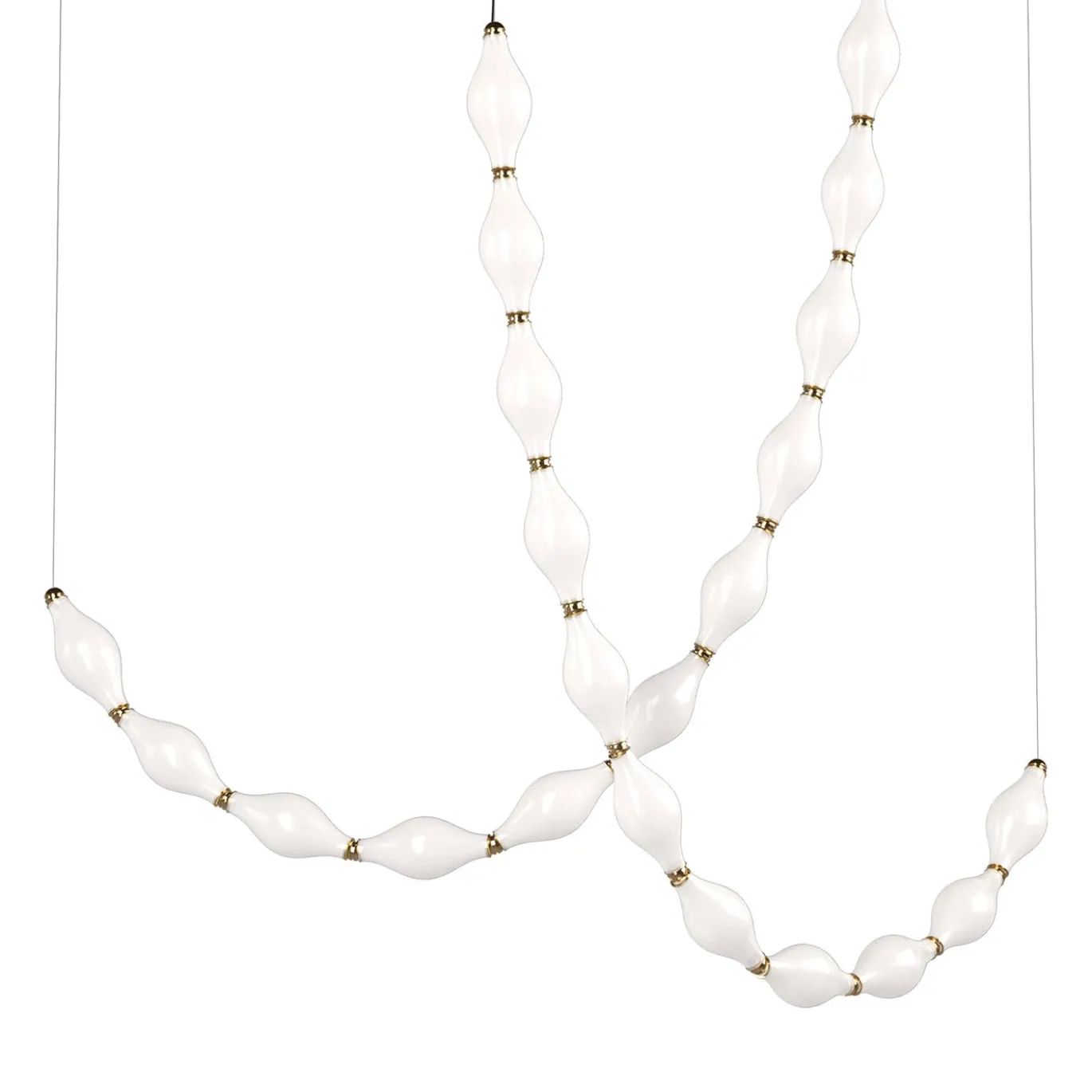 Lampadario Dewy S11+S11 in vetro borosilicato bianco