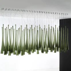 Lampadario Diatomea 55 Elementi in Vetro Verde